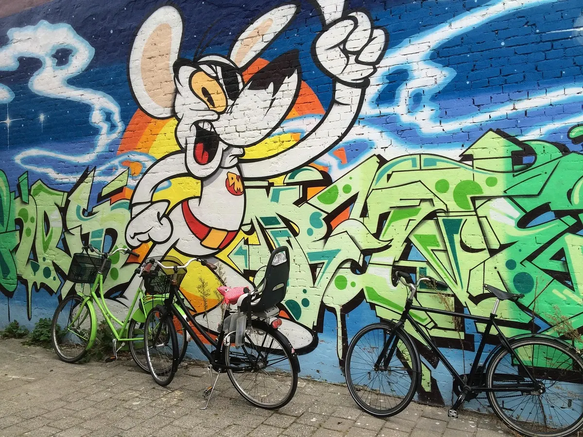 Street art and bikes in Nørrebro, Copenhagen