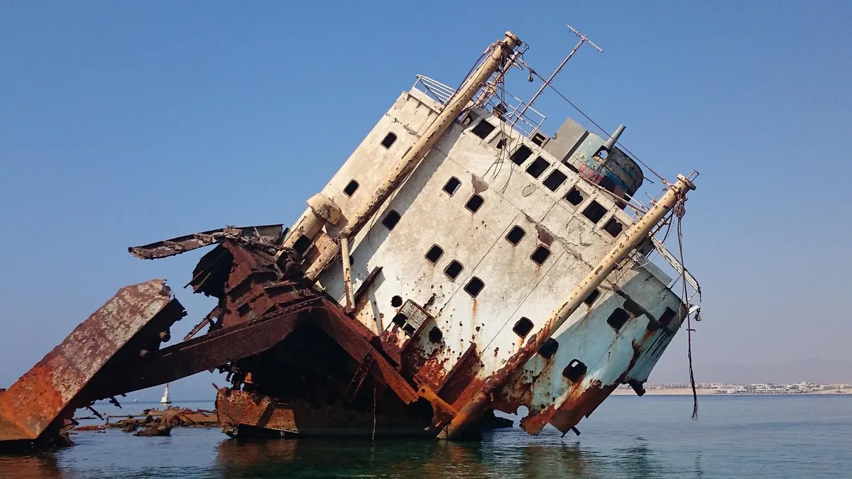 A wreck on a reef near Sharm el-Sheikh