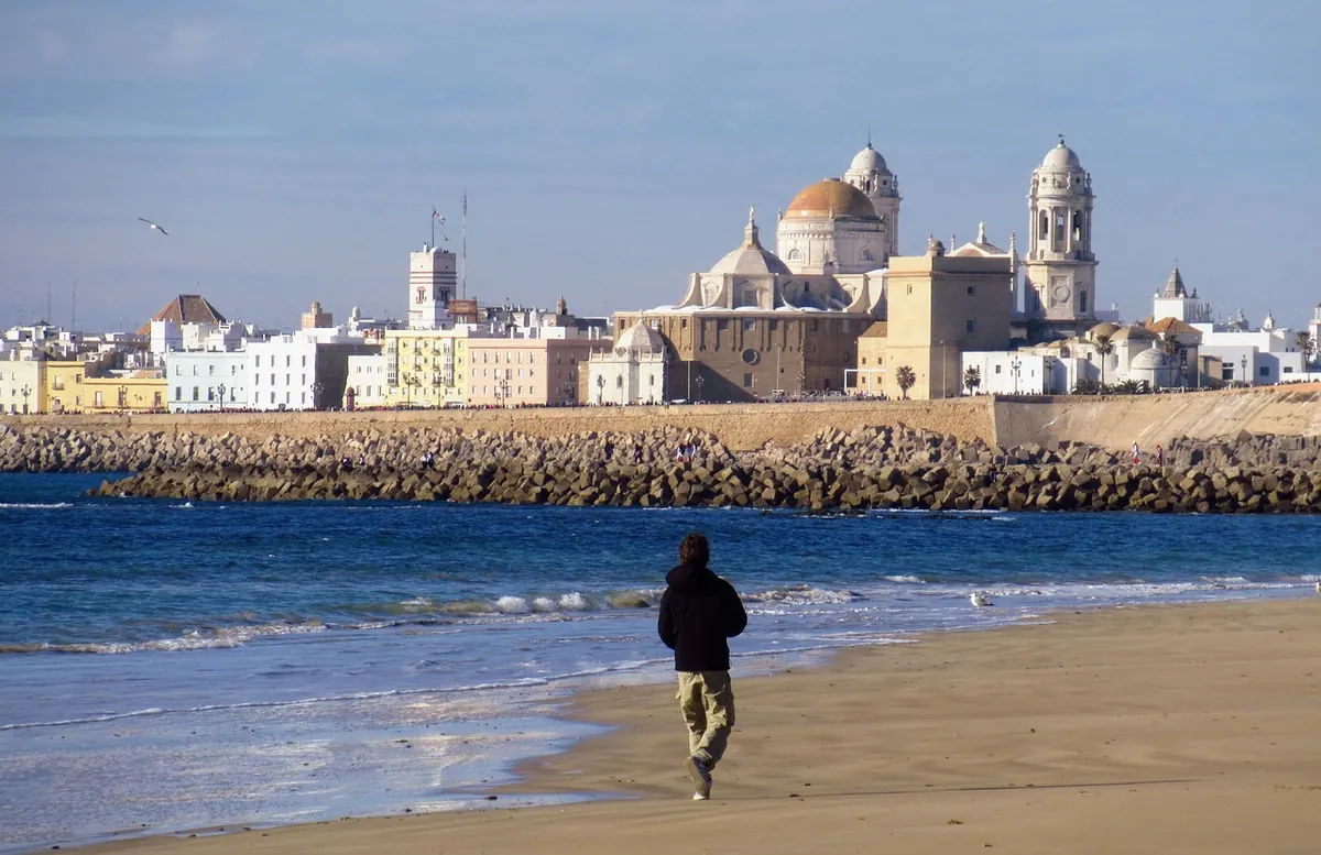 Cádiz Cathedral from the beach