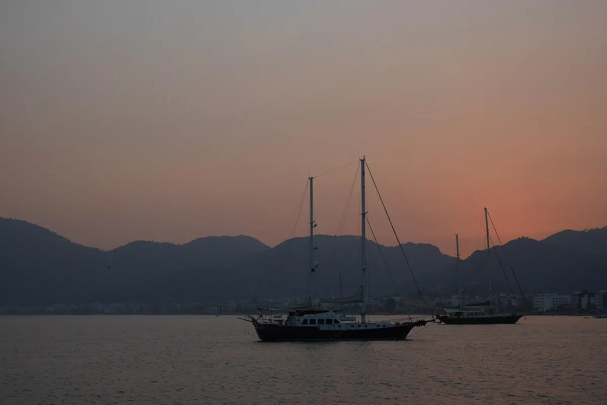 Yachts at sunset off Marmaris