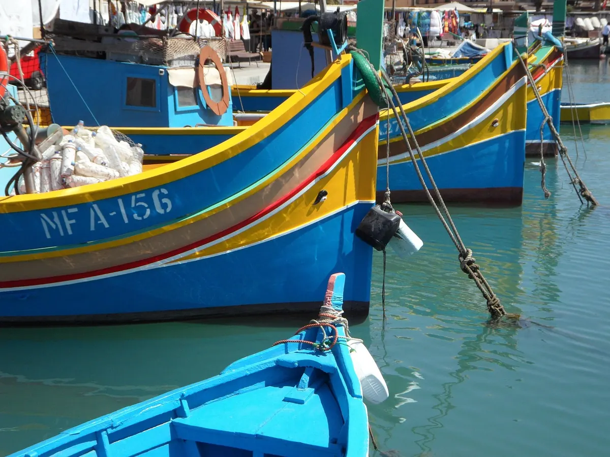Luzzu fishing boats in Marsaxlokk