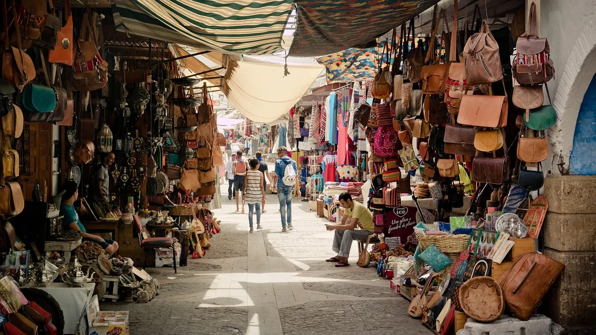 A souk in a Moroccan medina