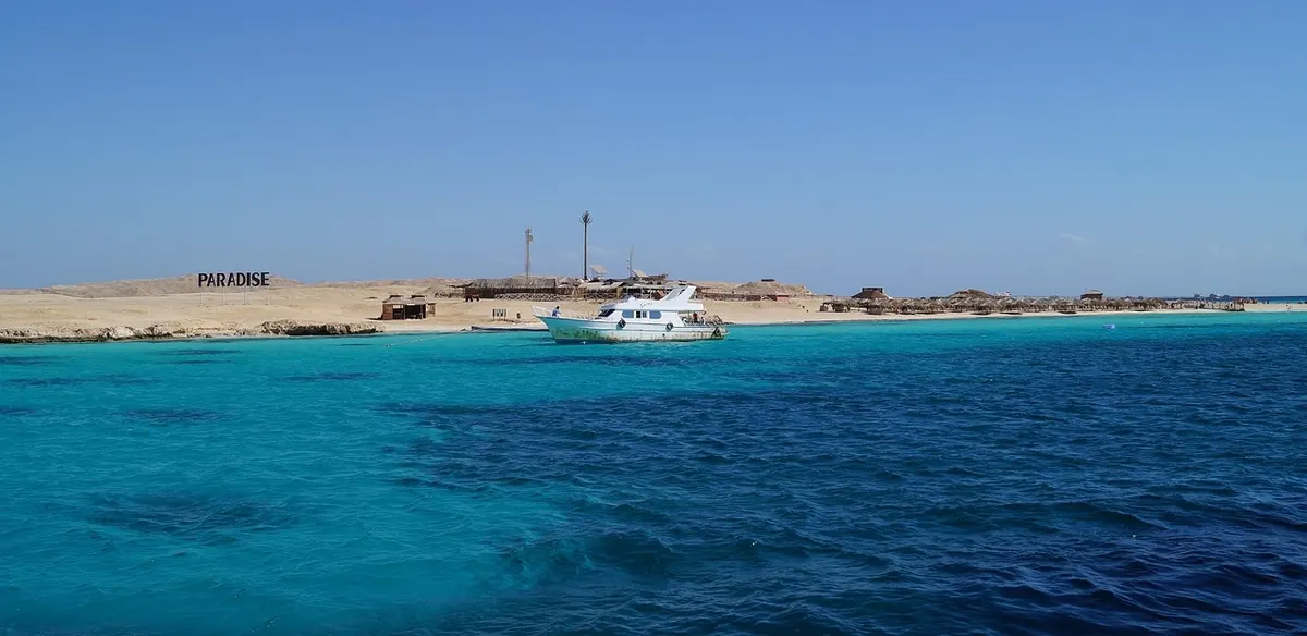 Boats anchored off Giftun Island