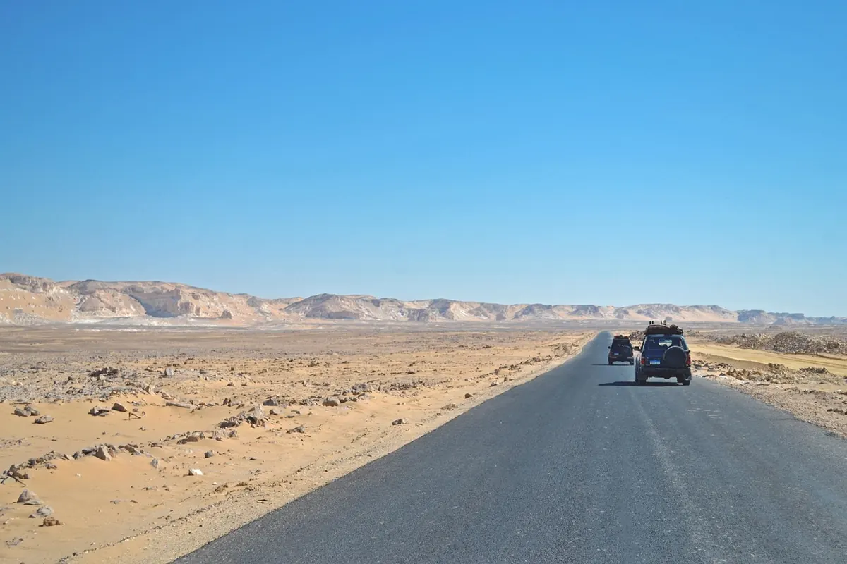 A desert highway in Egypt