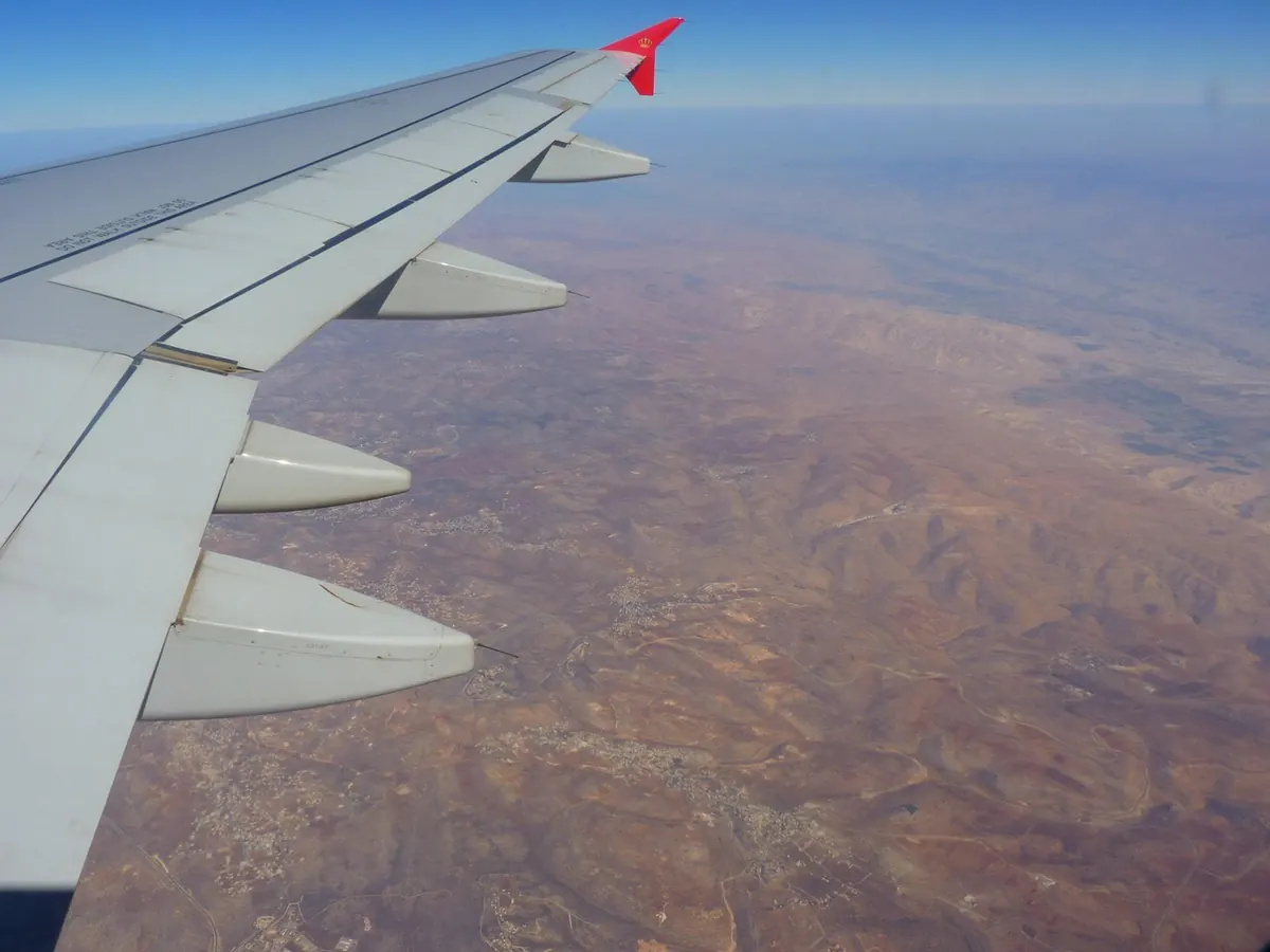 The desert seen from a plane window