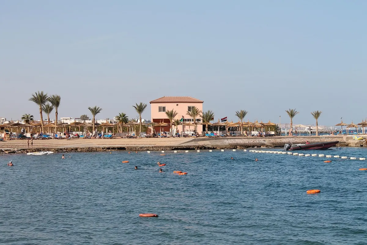 A beach and seafront on the Red Sea