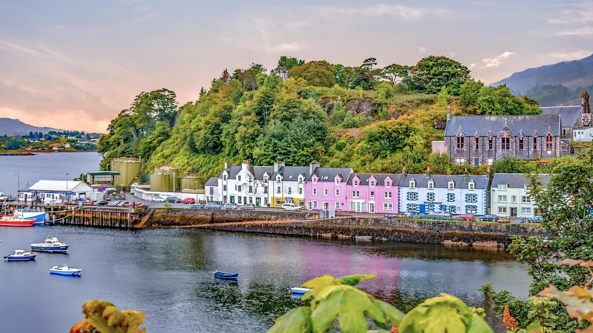 Colourful houses on Portree harbour