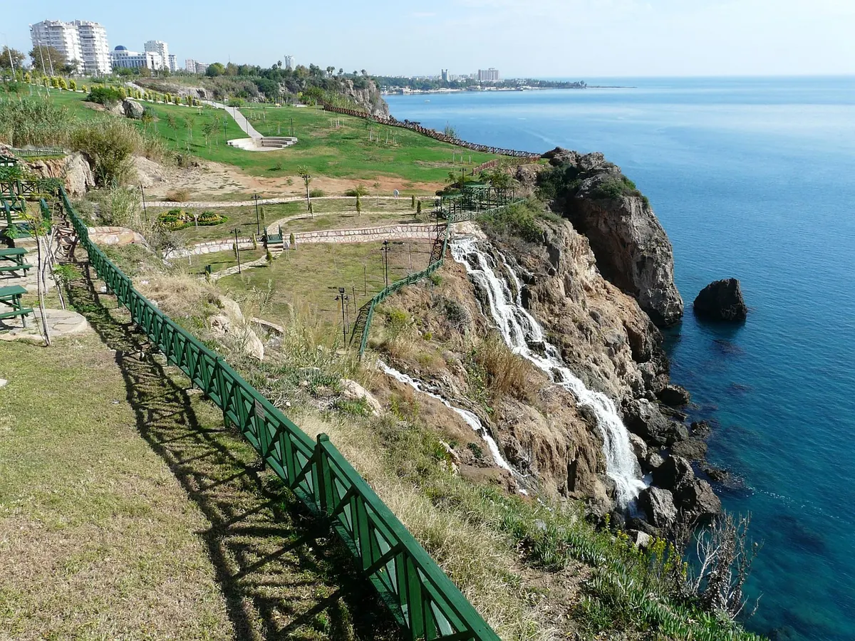 The Lower Düden waterfall dropping into the sea