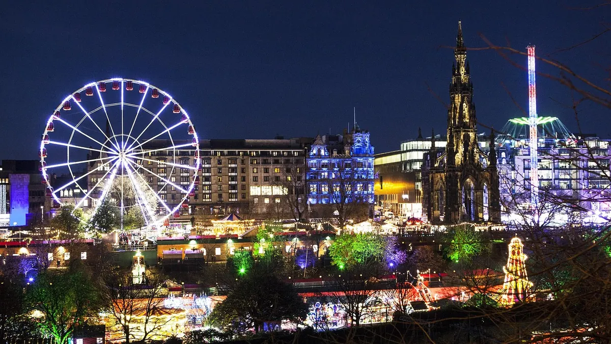 A big wheel and rides at Edinburgh's Christmas