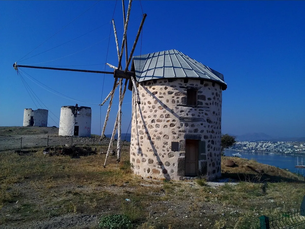An old stone windmill in Bodrum