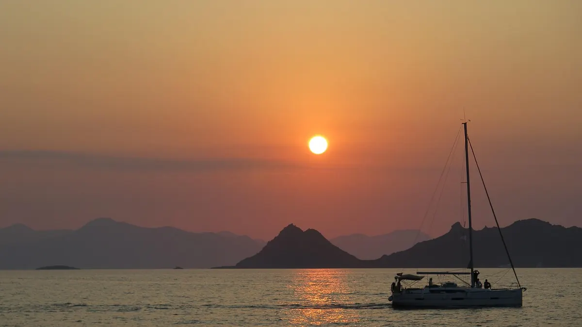 Sunset over the islands off Turgutreis