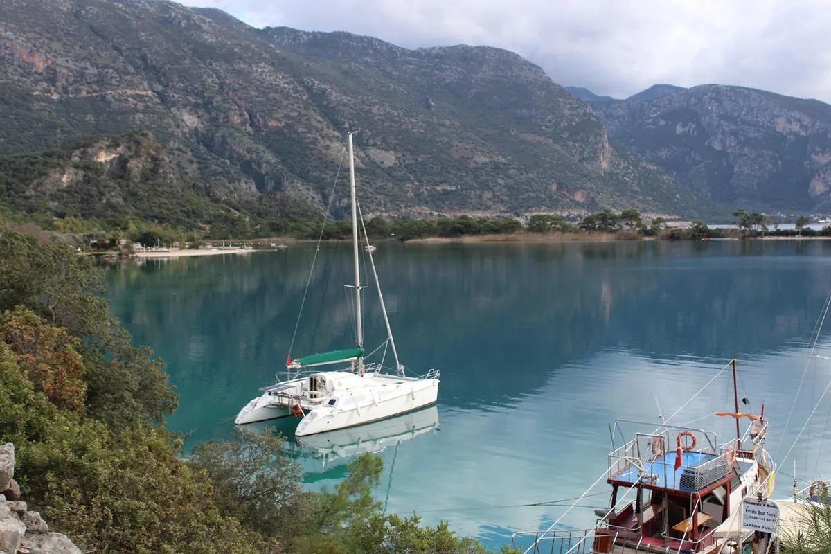 A boat at anchor near Ölüdeniz
