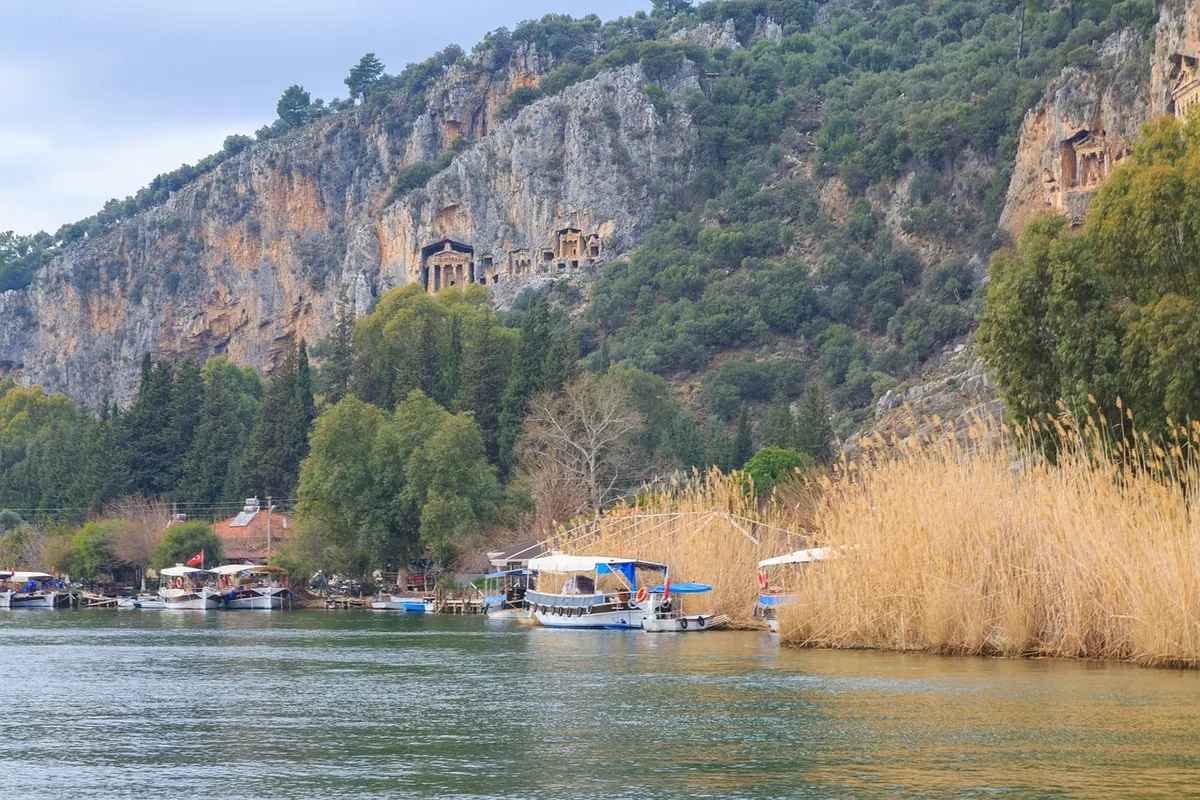 The Dalyan river below the cliff tombs