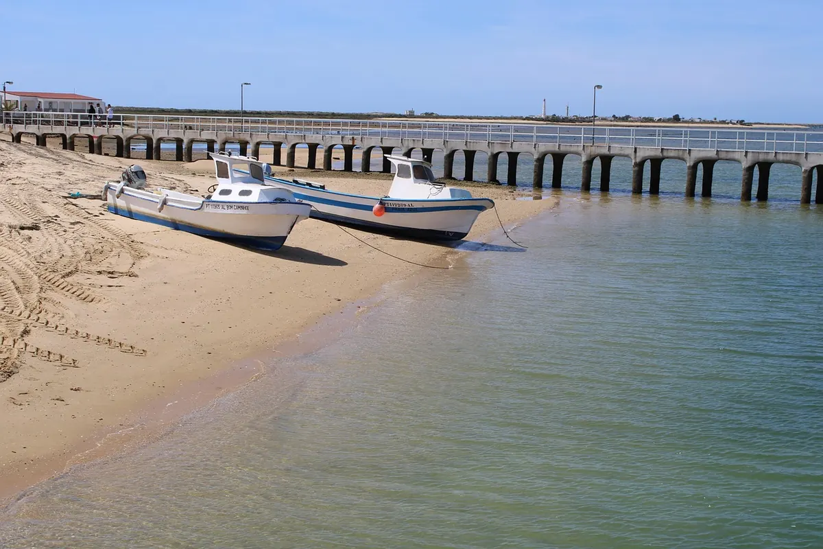Boats on the shore of Culatra Island in the Ria Formosa