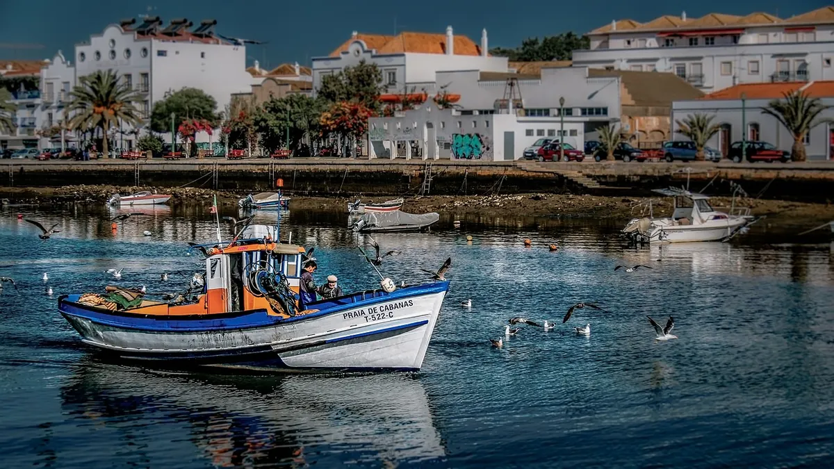 Fishing boats on the river in Tavira