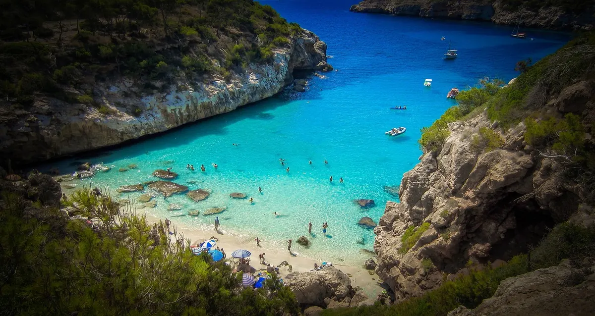 A sheltered sandy bay on Majorca's coast