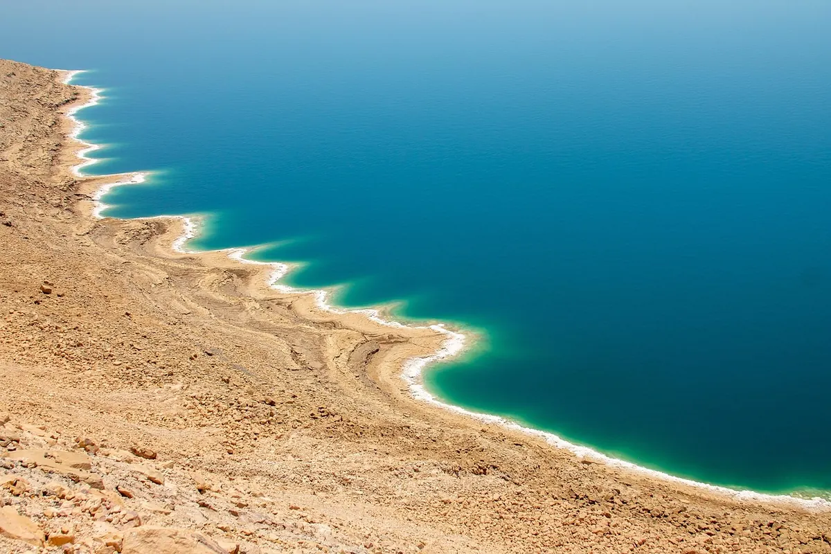 The shore of the Dead Sea in Jordan