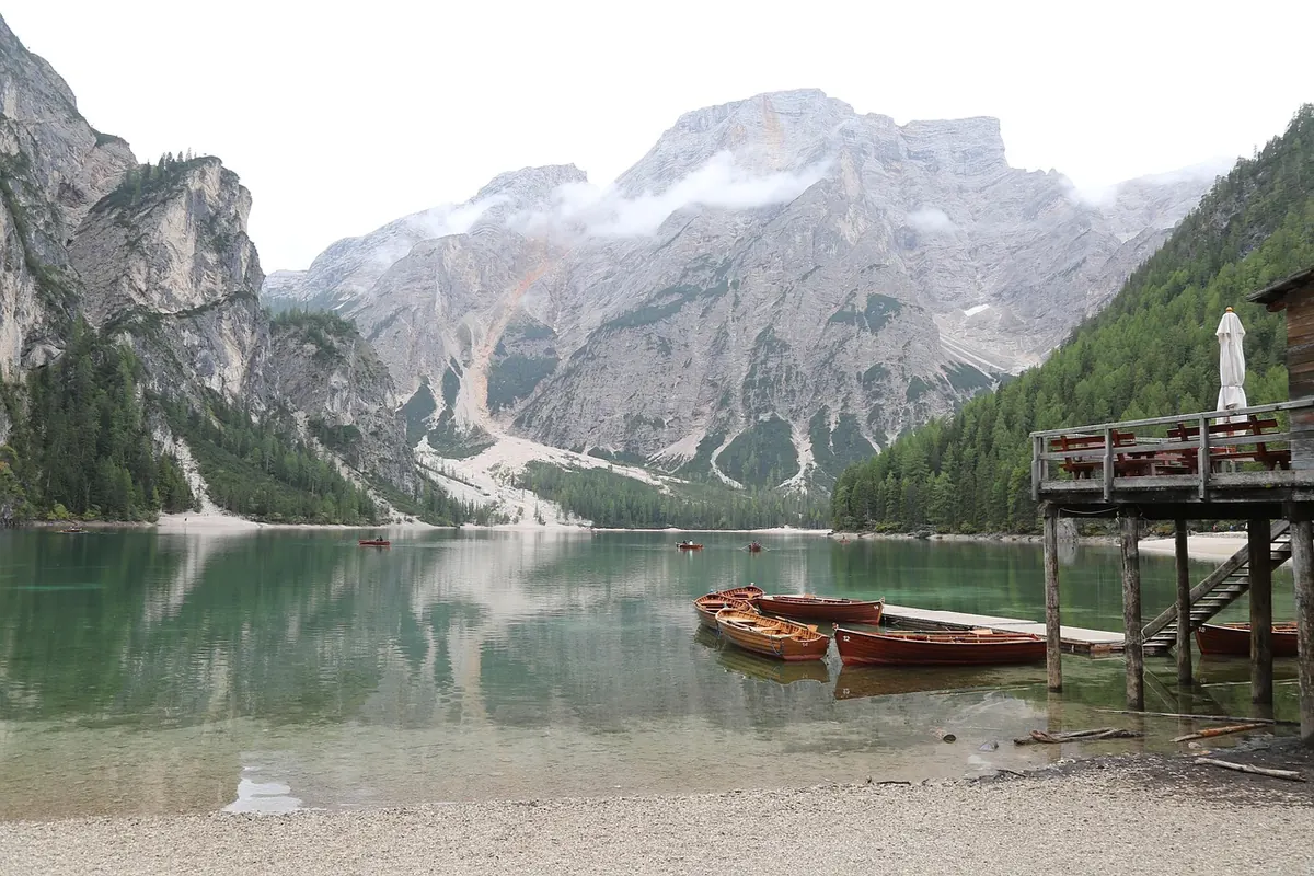 Rowing boats on Lago di Braies