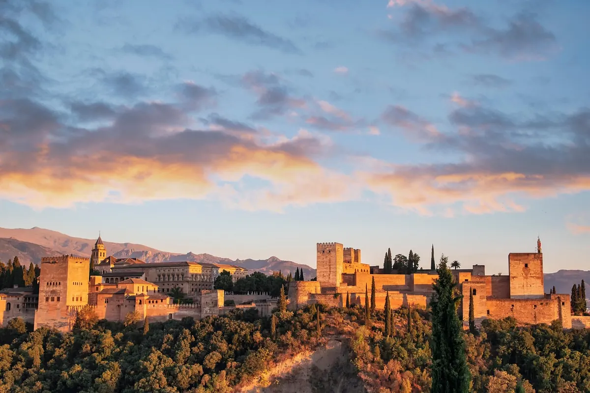 The Alhambra at sunset seen from the Albaicín