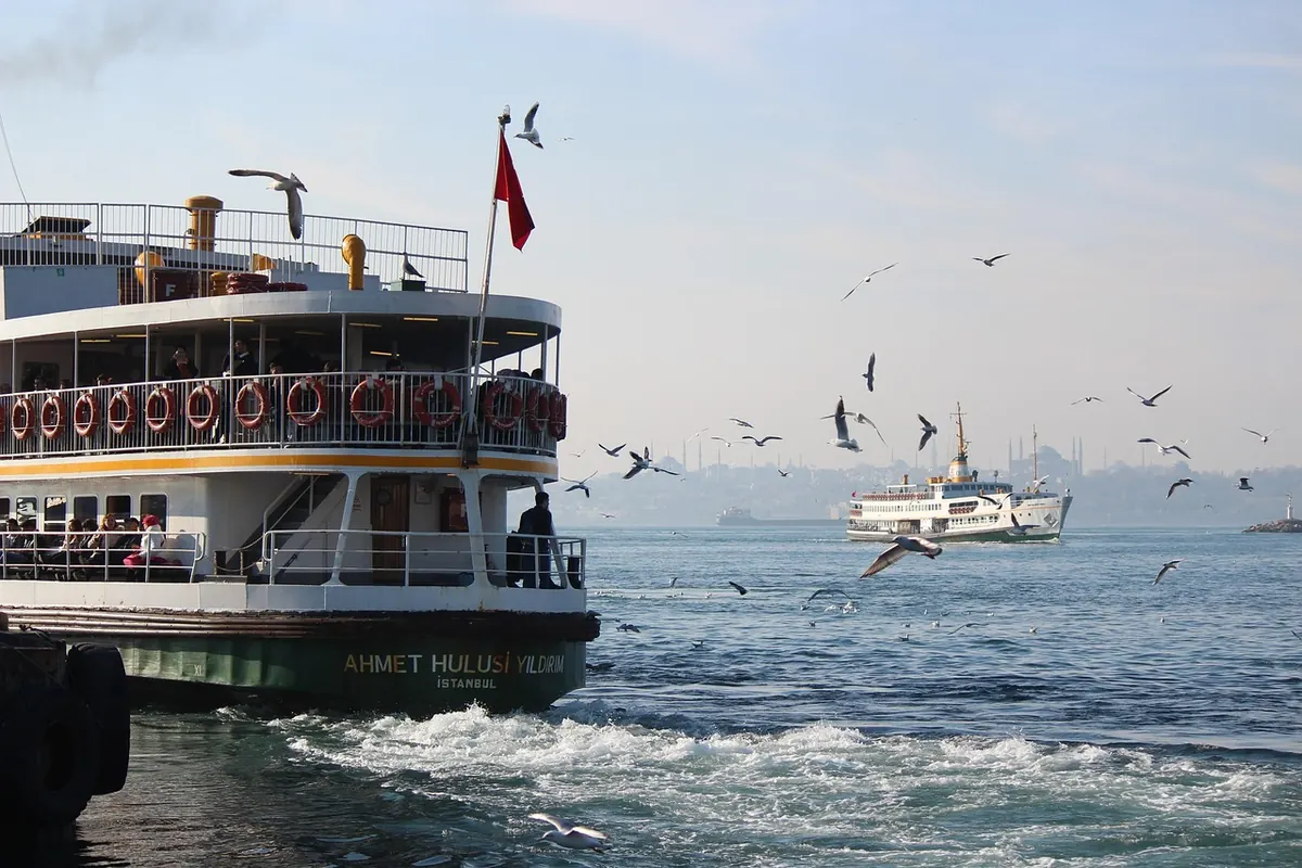 A ferry crossing the Bosphorus