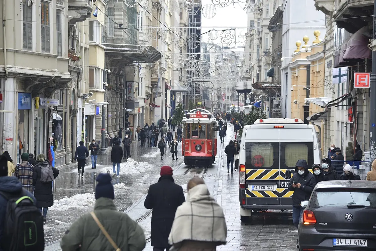 A tram on İstiklal Street
