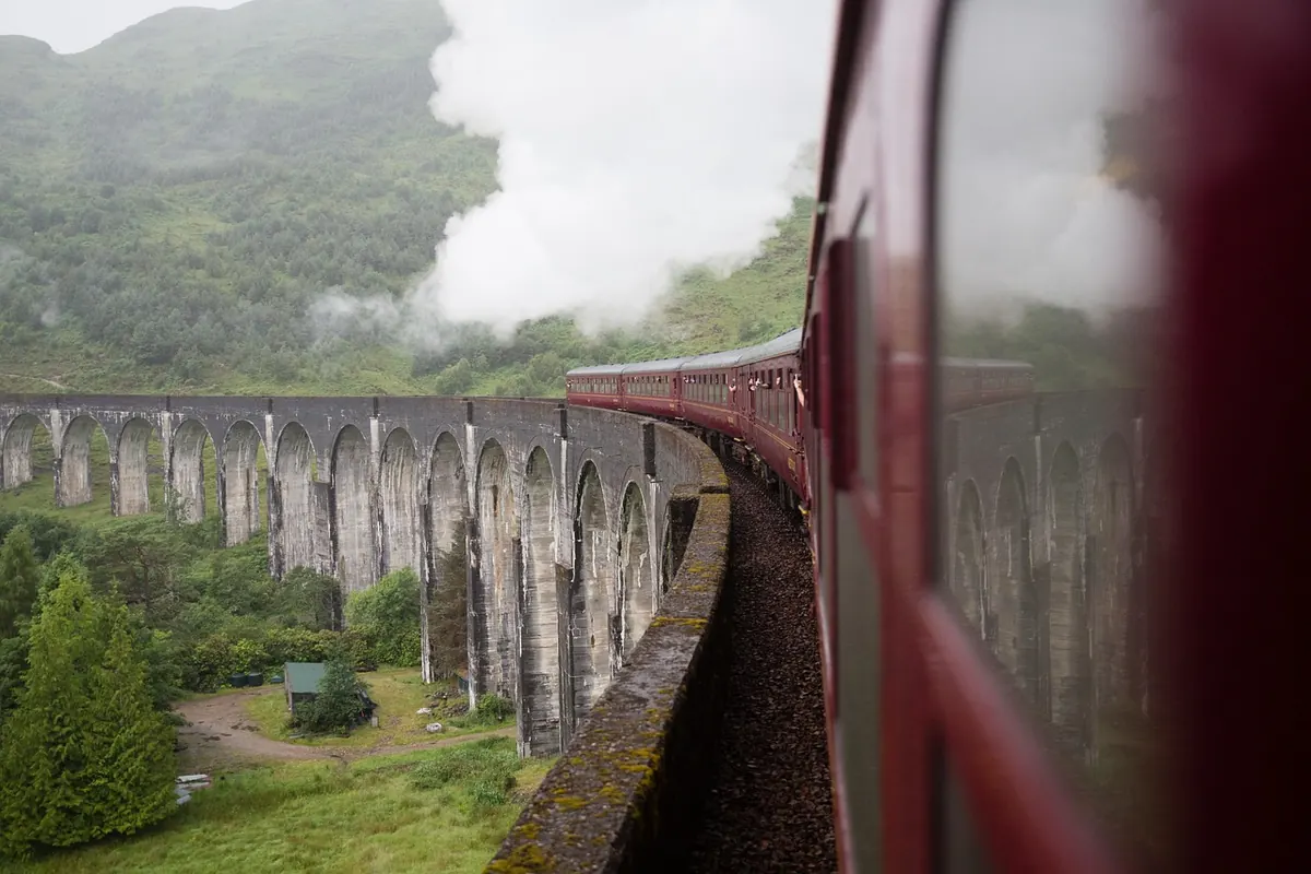 A train crossing the Glenfinnan Viaduct