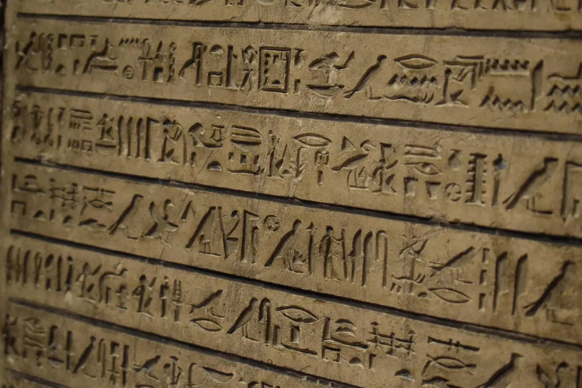 Hieroglyphs carved in stone