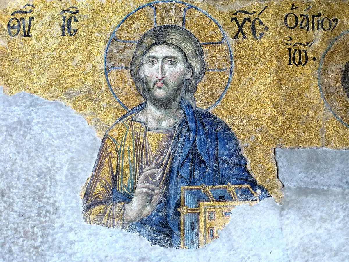 Byzantine mosaic of Christ in Hagia Sophia