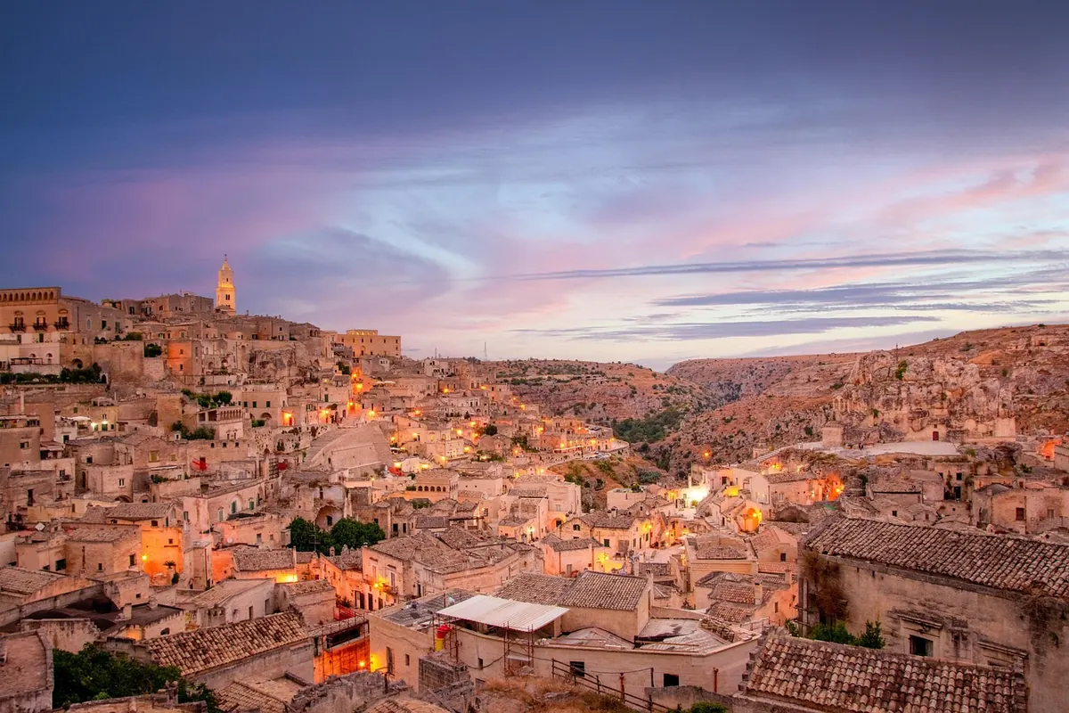 The Sassi of Matera at dusk