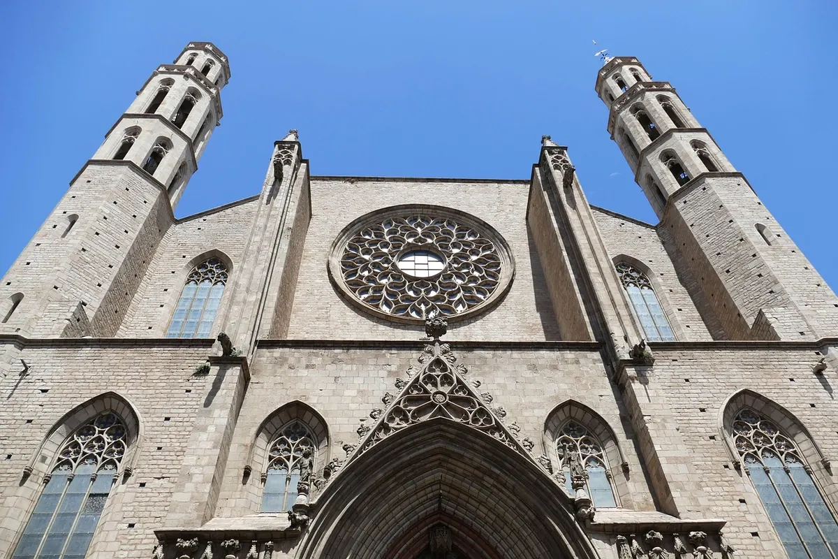 A Gothic church facade in Barcelona