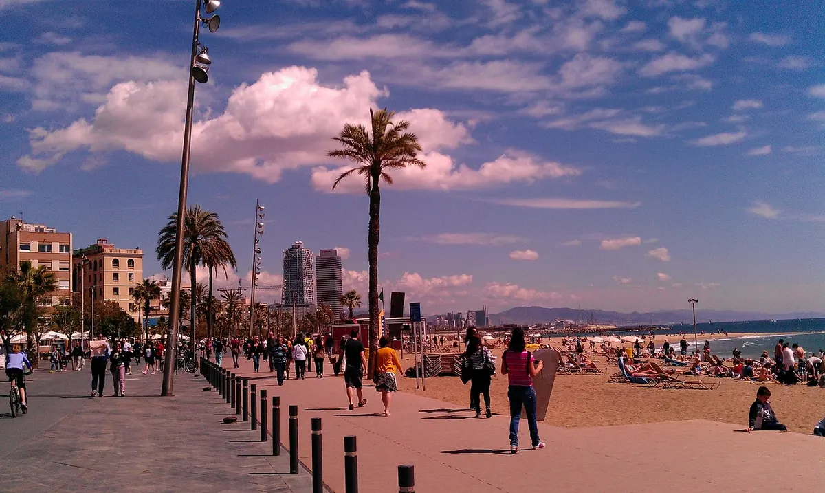The promenade at Barceloneta beach