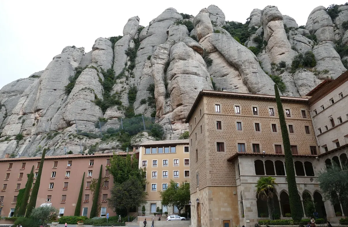 The Montserrat monastery below its jagged peaks