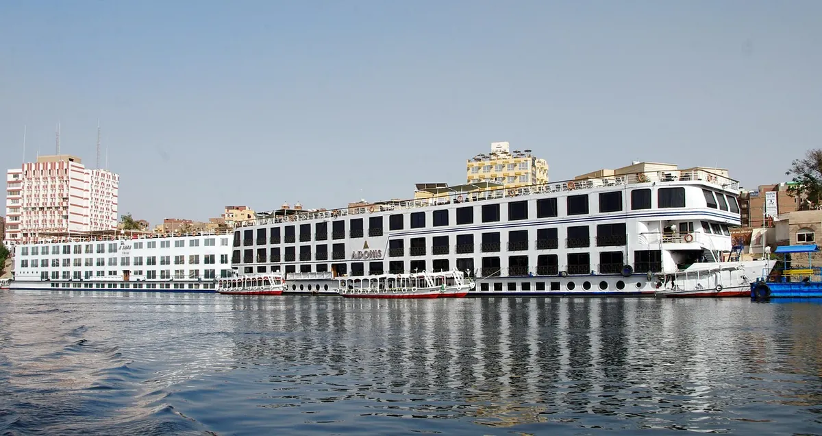 Nile cruise ships moored at Aswan