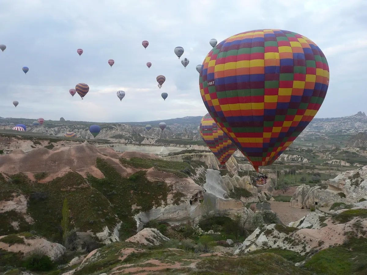 Balloons rising over the valleys near Göreme