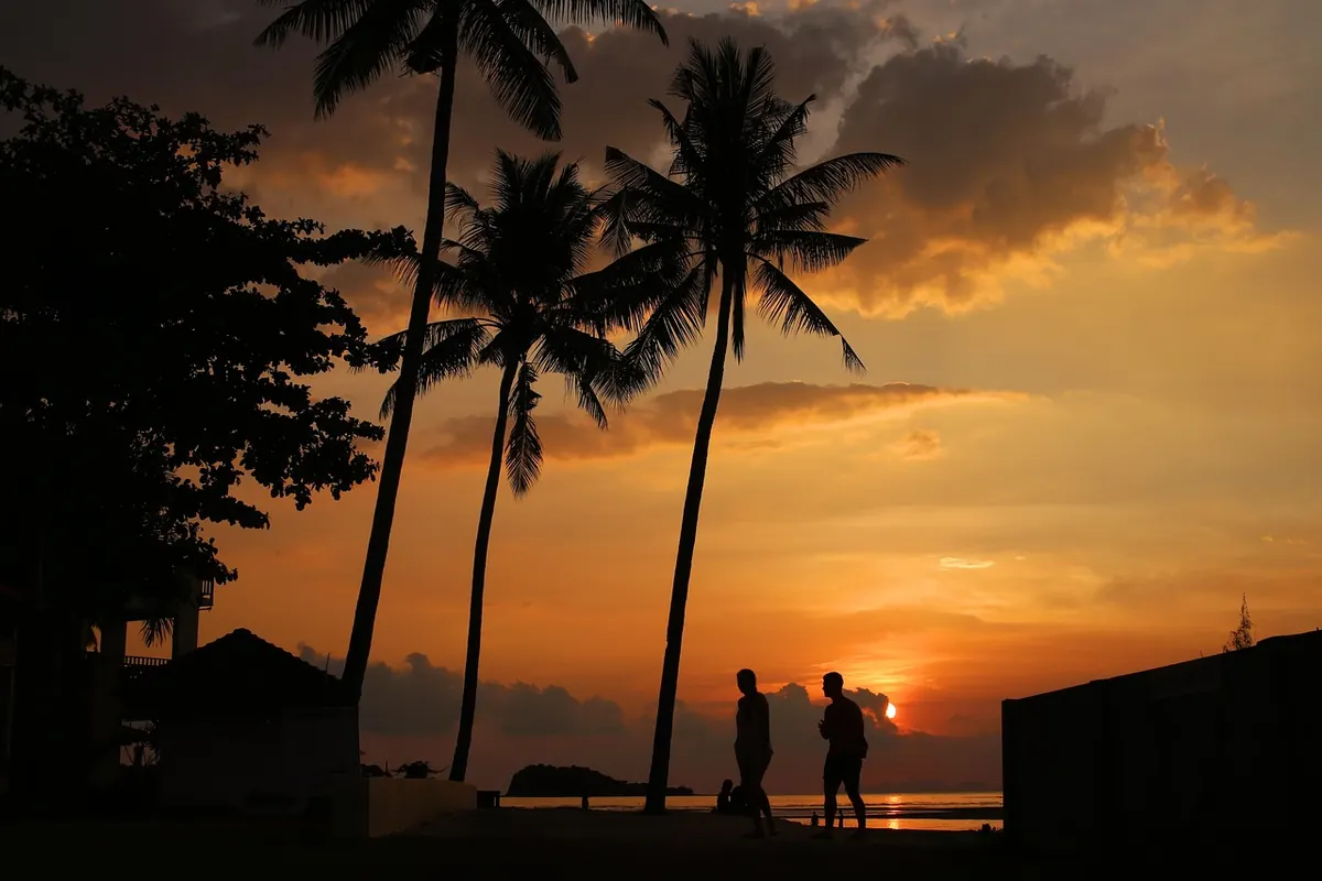 Sunset over a beach on Koh Lanta