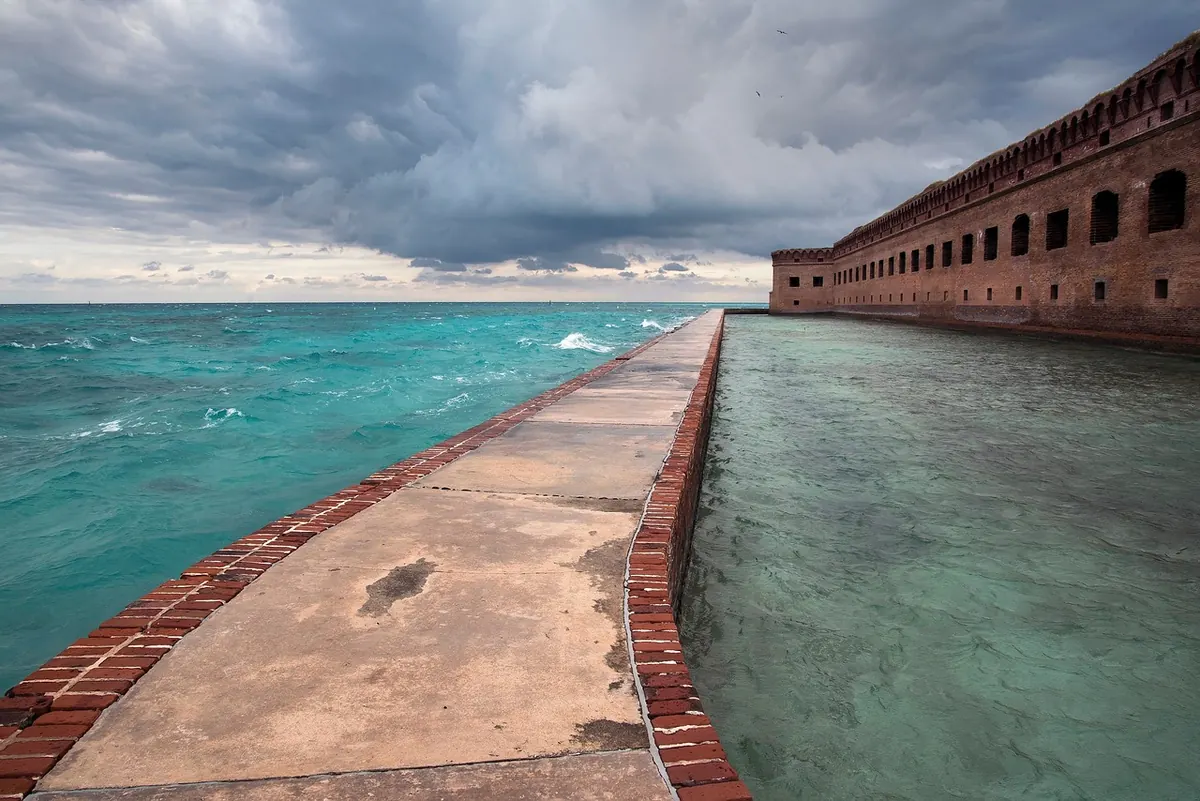 The moat wall of Fort Jefferson in Dry Tortugas National Park