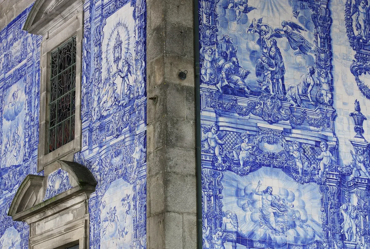 An azulejo-tiled church in Porto