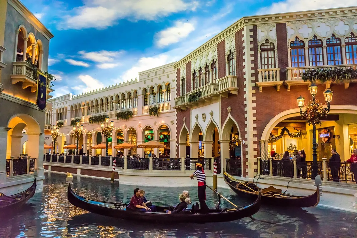 Gondolas on the canal at The Venetian, Las Vegas