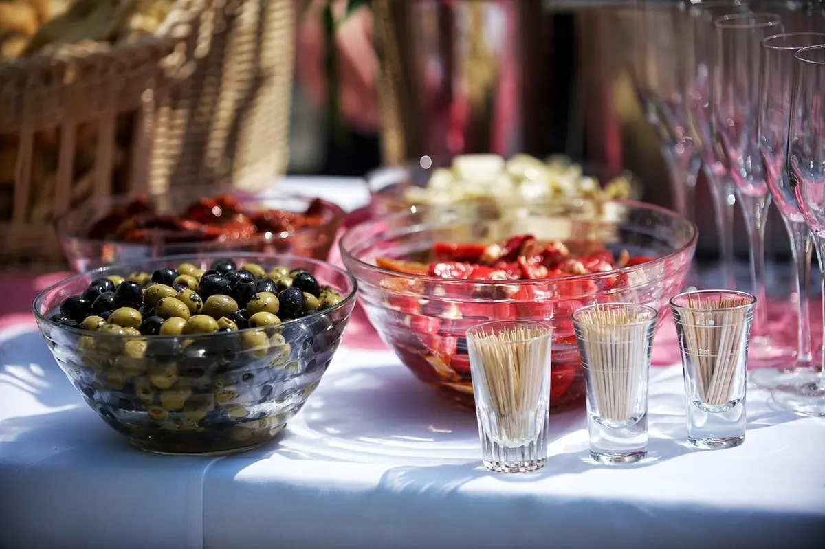 A buffet spread of hot and cold dishes