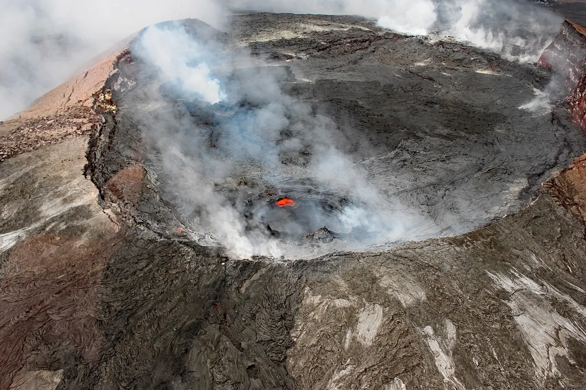 The steaming summit crater of Kīlauea