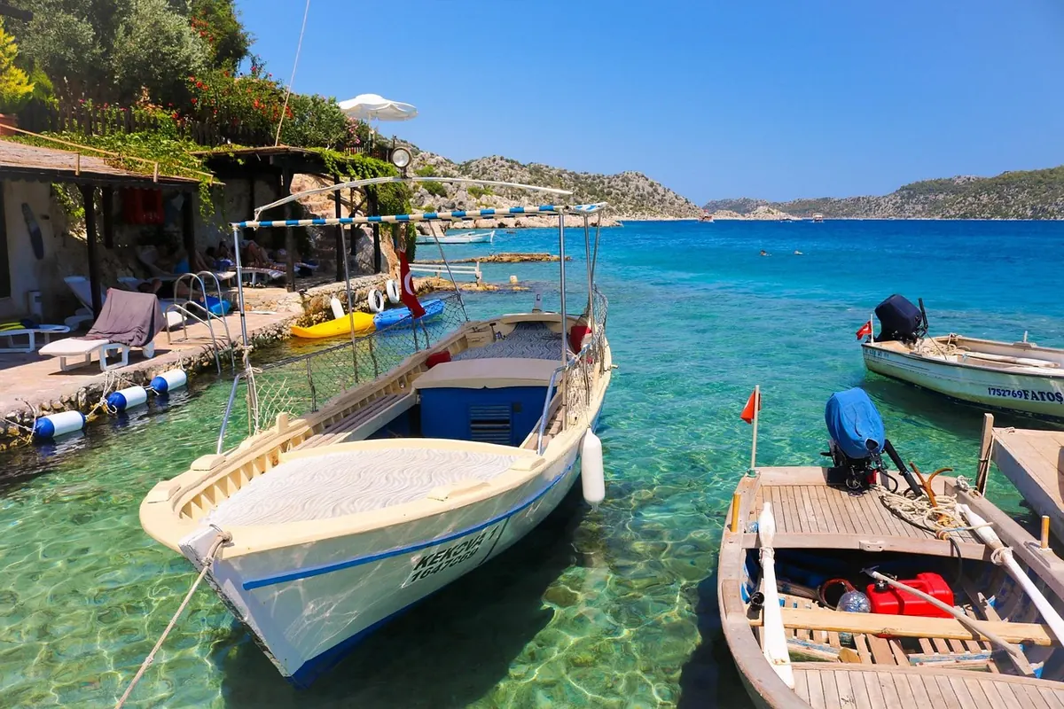 Boats in the harbour at Kaş