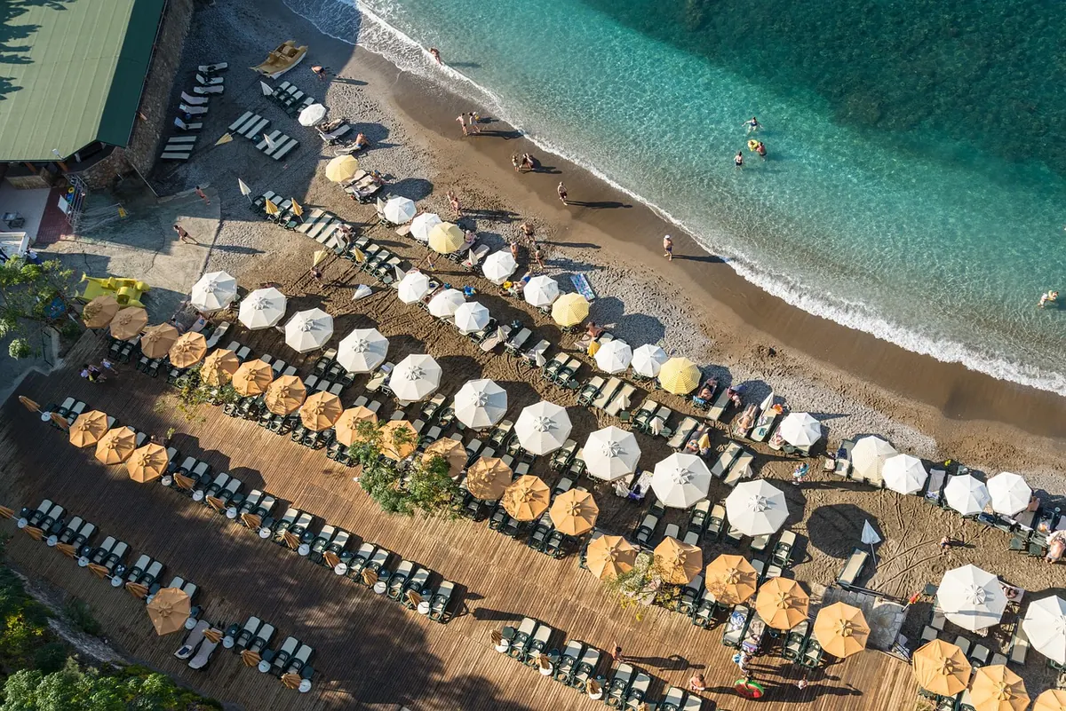 Sunloungers on the beach at Alanya
