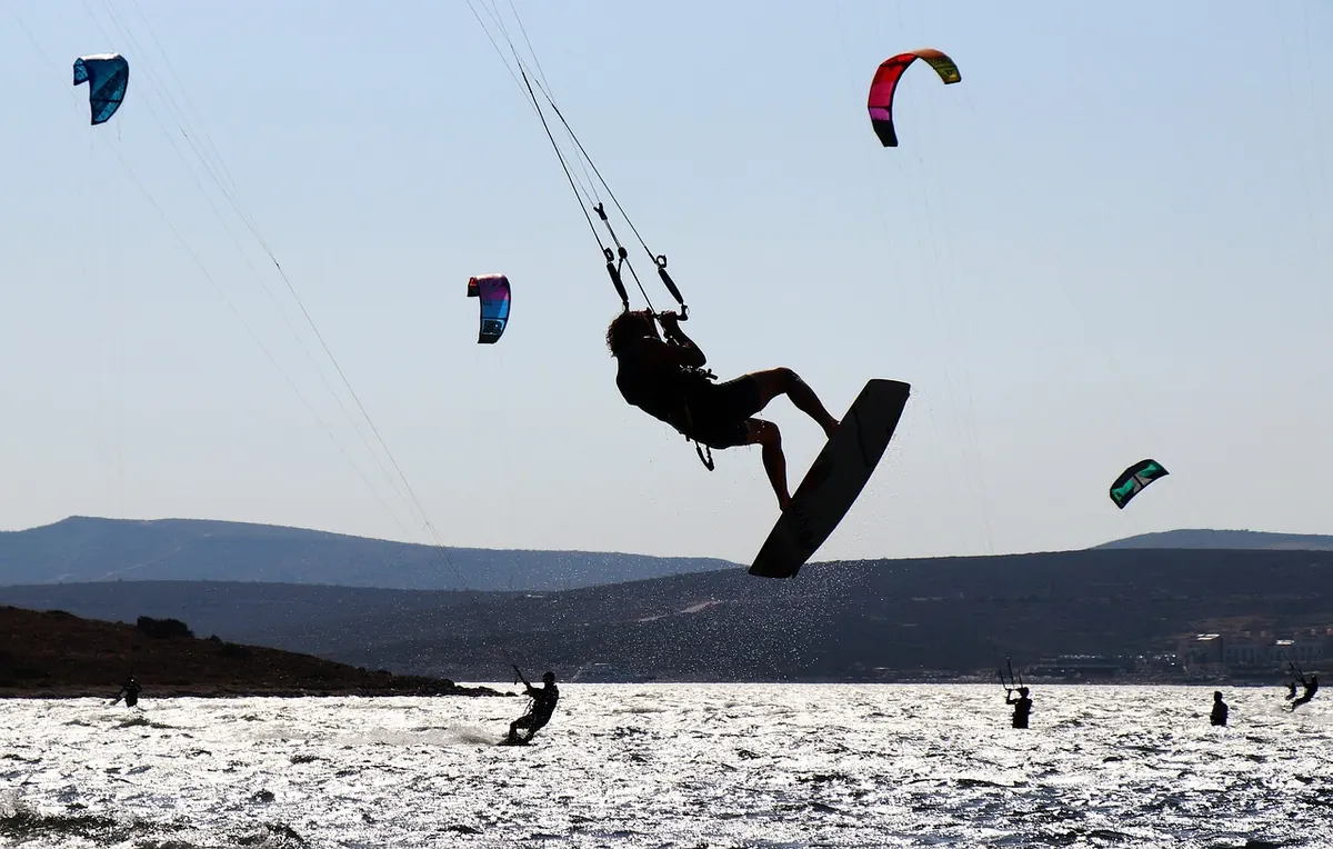 A kitesurfer off Alaçatı