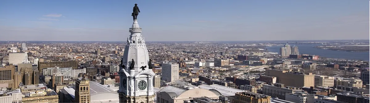 View over Philadelphia toward City Hall