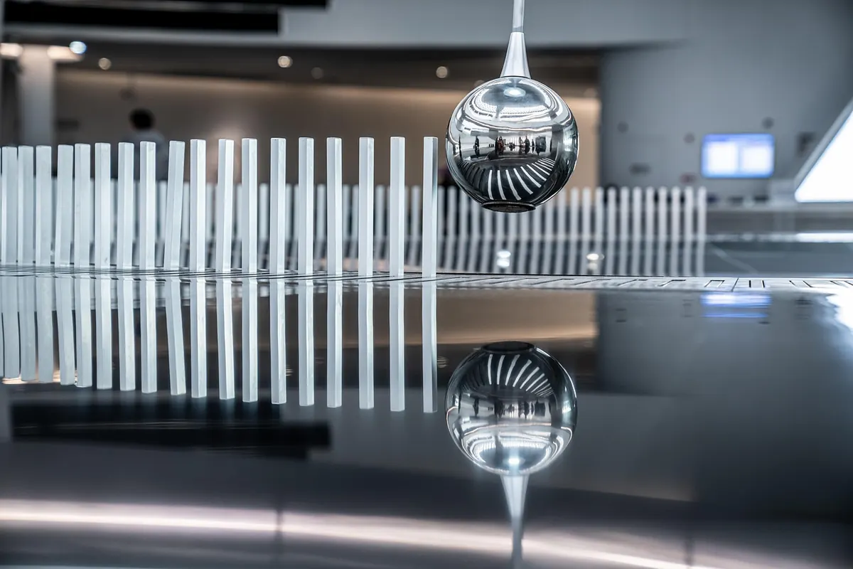 A Foucault pendulum in a science museum