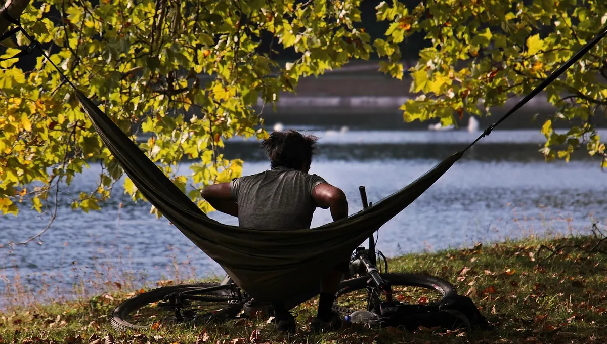 Relaxing in a hammock at sunset
