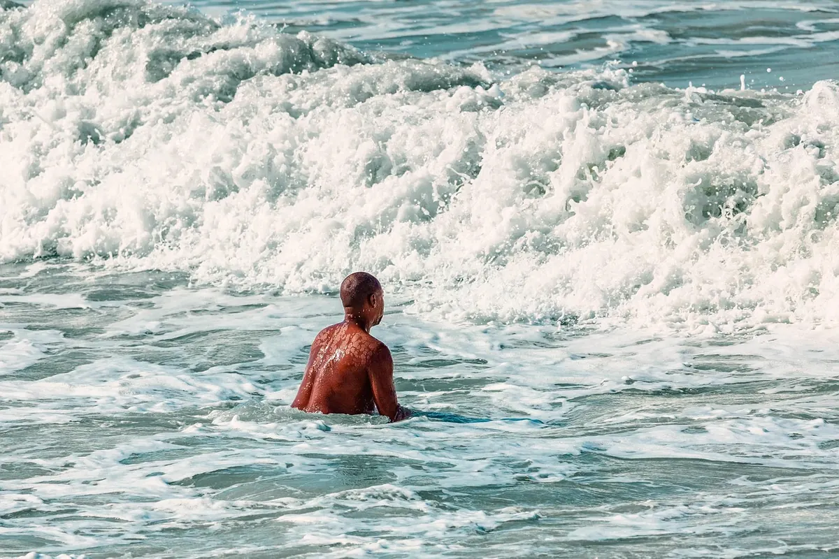 A swimmer in the waves