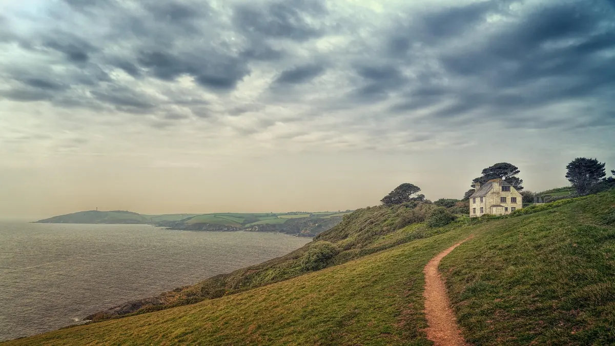The coast path above the sea in Cornwall