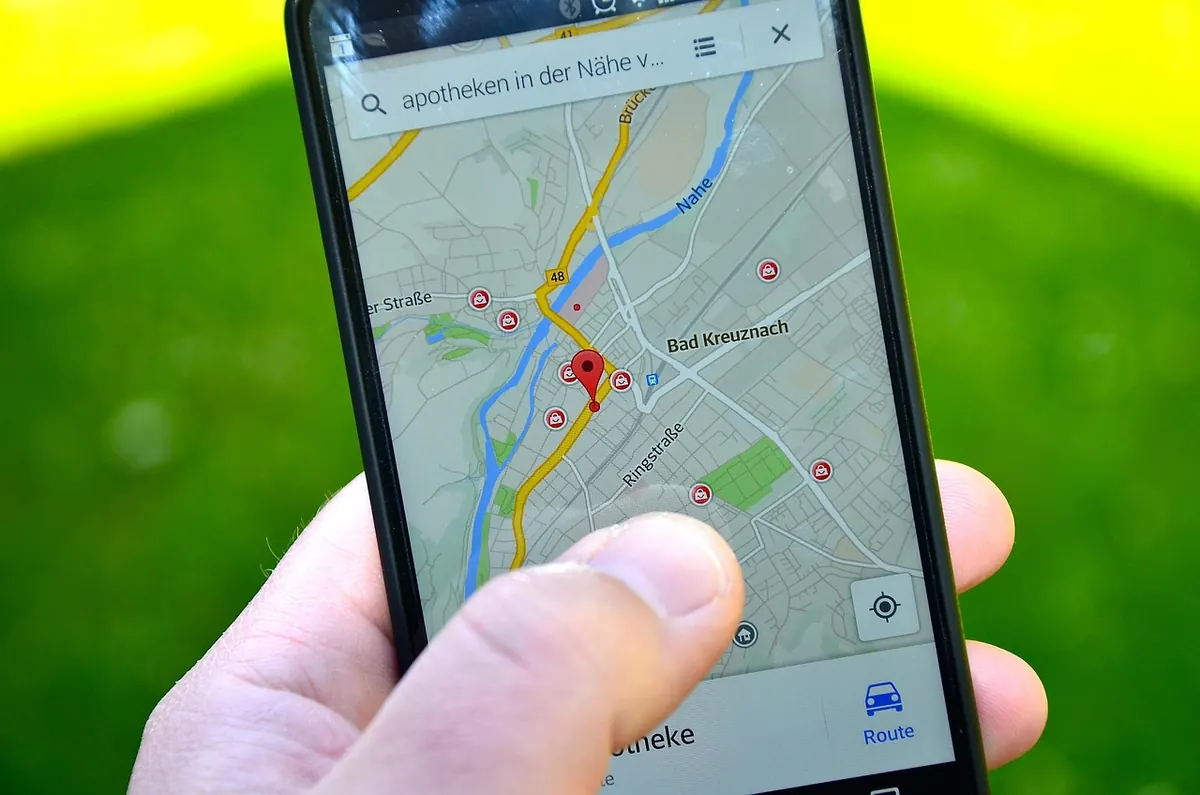 A navigation app on a smartphone