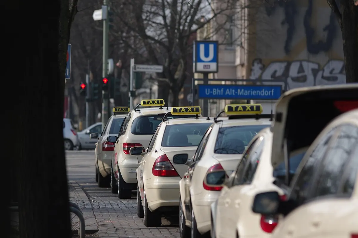 Taxis waiting at a taxi rank